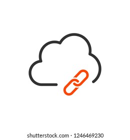 Cloud Technology Link Hyperlink Vector Icon Illustration isolated on white background.