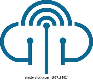 Logotipo de tecnología en la nube con barras de señal o Wifi