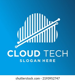 Cloud technology logo, technology logo cloud data logo illustration cloud for digital web