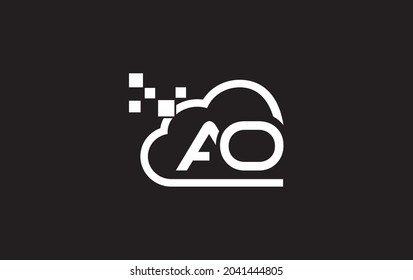 Cloud technology logo design with AO letter