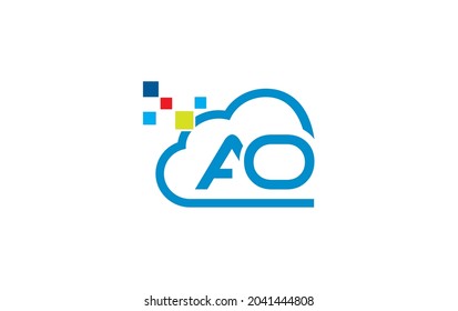 Cloud technology logo design with AO letter