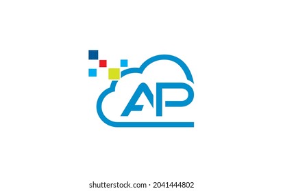 Cloud technology logo design with AP letter