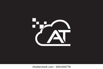 Cloud technology logo design with AT letter