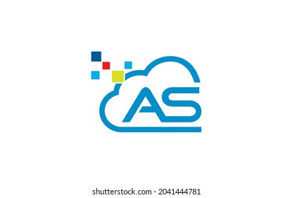 Cloud-Technologie-Logo-Design mit AS-Brief