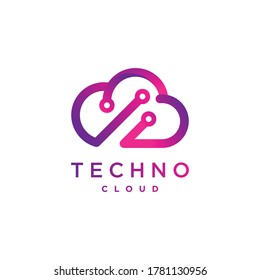 Cloud technology logo design template, modern, computer, cloud