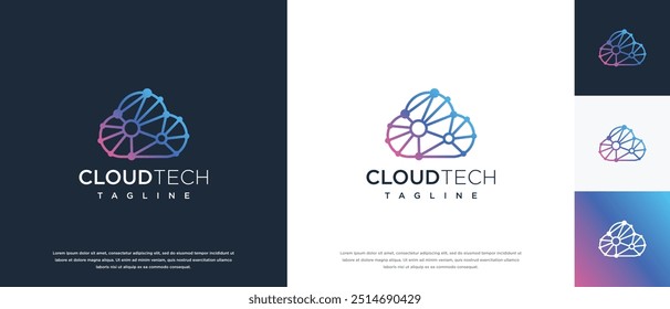 Plantilla de diseño de logotipo de tecnología de nube. Icono de Vector de diseño de logotipo de tecnología digital en la nube