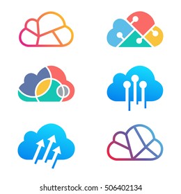 Plantilla de diseño del logotipo de la tecnología de nube. ilustración vectorial