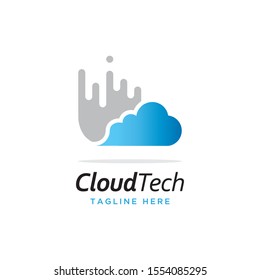 Cloud technology logo design vector template