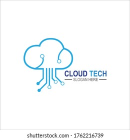 Cloud technology logo icon template.Cloud symbol with circuit pattern. IT and computers, internet and connectivity vector illustration.