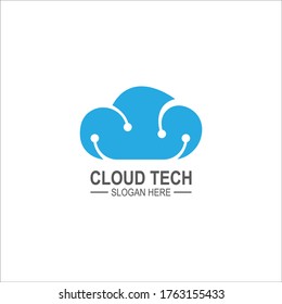Cloud technology logo icon template.Cloud symbol with circuit pattern. IT and computers, internet and connectivity vector illustration.