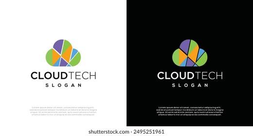 Tecnología en la nube Inspiración del logotipo Vector digital. Plantilla de diseño de tecnología de nube	