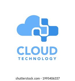 Cloud Technology Logo Cloud and Network Symbol