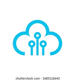 Cloud Technology Logo. Vector Cloud Tech Icon. Stock Illustration