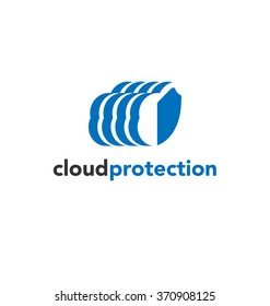 cloud technology logo vector template design cloud protection 