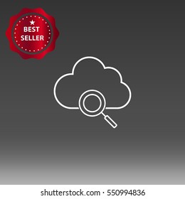 Cloud Technology Magnifying Glass Search Vector Icon Illustration