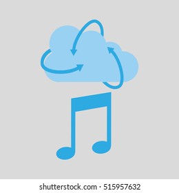 cloud technology media music note icon vector illustration eps 10