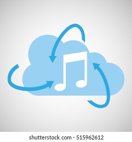 cloud technology media music note icon vector illustration eps 10