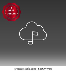 Cloud Technology Music Note Vector Icon Illustration