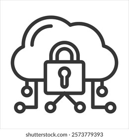 Cloud Technology Outline Icon Vector Illustration