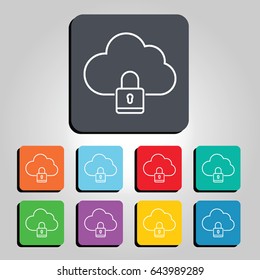 Cloud Technology Padlock Vector Icon Illustration
