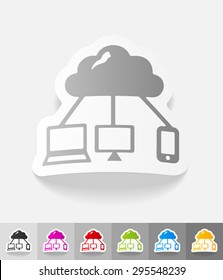 cloud technology paper sticker with shadow. Vector illustration