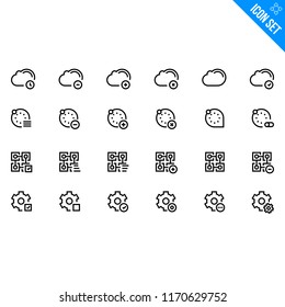 Cloud Technology Related Icon set. Contains such Icons as Cloud, Abstract Icon, Blockchain, Settings. Vector Flat Icon Set in Line Style for Mobile application or Web site