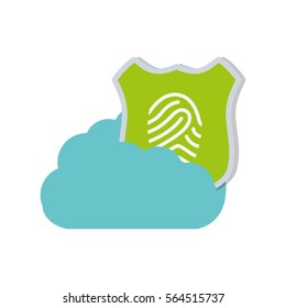 cloud technology shield protection finger print vector illustration eps 10