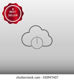 Cloud Technology Shut Down Button Vector Icon Illustration