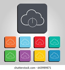 Cloud Technology Shut Down Button Vector Icon Illustration