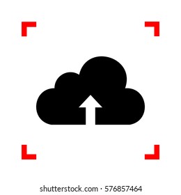 Cloud technology sign. Black icon in focus corners on white background. Isolated.