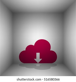 Cloud technology sign. Bordo icon with shadow in the room.