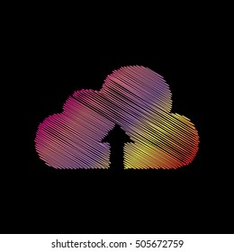 Cloud technology sign. Coloful chalk effect on black backgound.