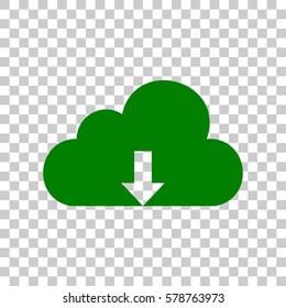 Cloud technology sign. Dark green icon on transparent background.