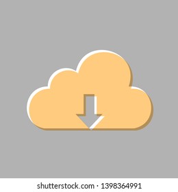 Cloud technology sign. Emboss effect with light orange icon on gray background.