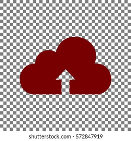 Cloud technology sign. Maroon icon on transparent background.