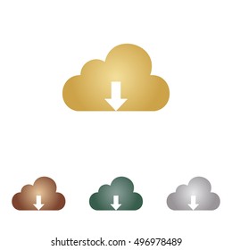 Cloud technology sign. Metal icons on white backgound.
