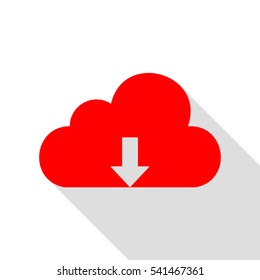 Cloud technology sign. Red icon with flat style shadow path.