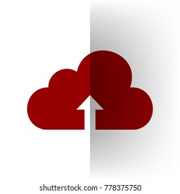 Cloud technology sign. Vector. Bordo icon on white bending paper background.