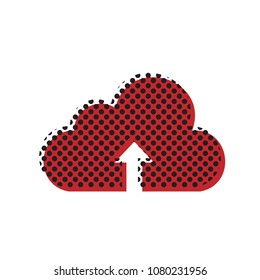 Cloud technology sign. Vector. Brown icon with shifted black circle pattern as duplicate at white background. Isolated.