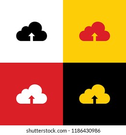 Cloud technology sign. Vector. Icons of german flag on corresponding colors as background.