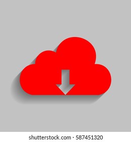 Cloud technology sign. Vector. Red icon with soft shadow on gray background.