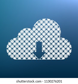 Cloud technology sign. Vector. White textured icon at lapis lazuli gradient background.