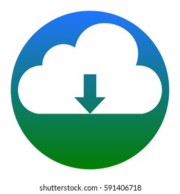 Cloud technology sign. Vector. White icon in bluish circle on white background. Isolated.
