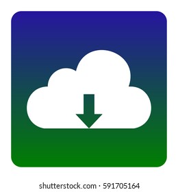 Cloud technology sign. Vector. White icon at green-blue gradient square with rounded corners on white background. Isolated.