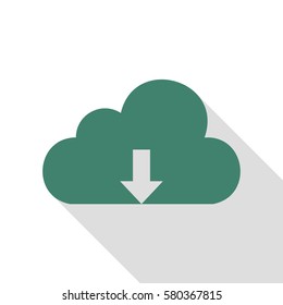 Cloud technology sign. Veridian icon with flat style shadow path.