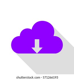Cloud technology sign. Violet icon with flat style shadow path.