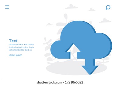 Cloud technology. cloud storage with two arrows up and down. Vector illustration for web banner, infographics, mobile. Cloud computing, big data 