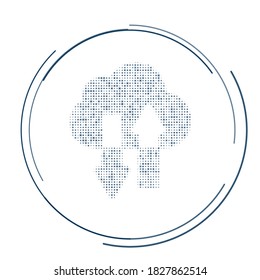 The cloud technology symbol filled with dark blue dots. Vector illustration on white background