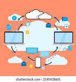 Cloud technology system with the concept of collaboration working and data sharing (Email, Document, Image, Music Files or Cryptocurrency) on internet.