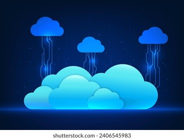 Cloud technology The cloud is a system for data storage, cyber processing, and services via the internet. The clouds are overlaid and connected by technological circuits.